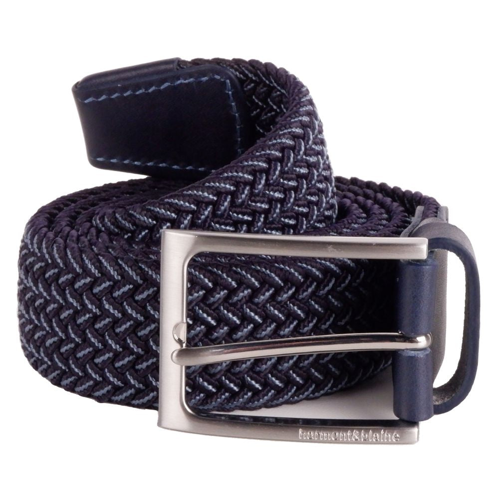 Elegant Denim Blue Fabric Belt with Silver Buckle