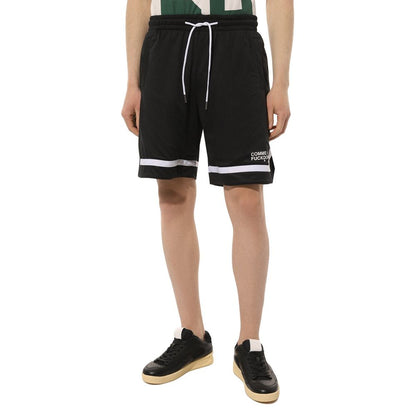 Sleek Black Bermuda Shorts with Logo Detail