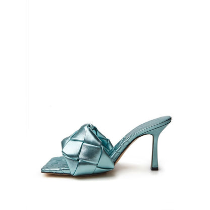 Elegant Light Blue Leather Sandals