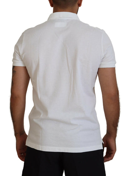 White Cotton Short Sleeves Collared T-shirt