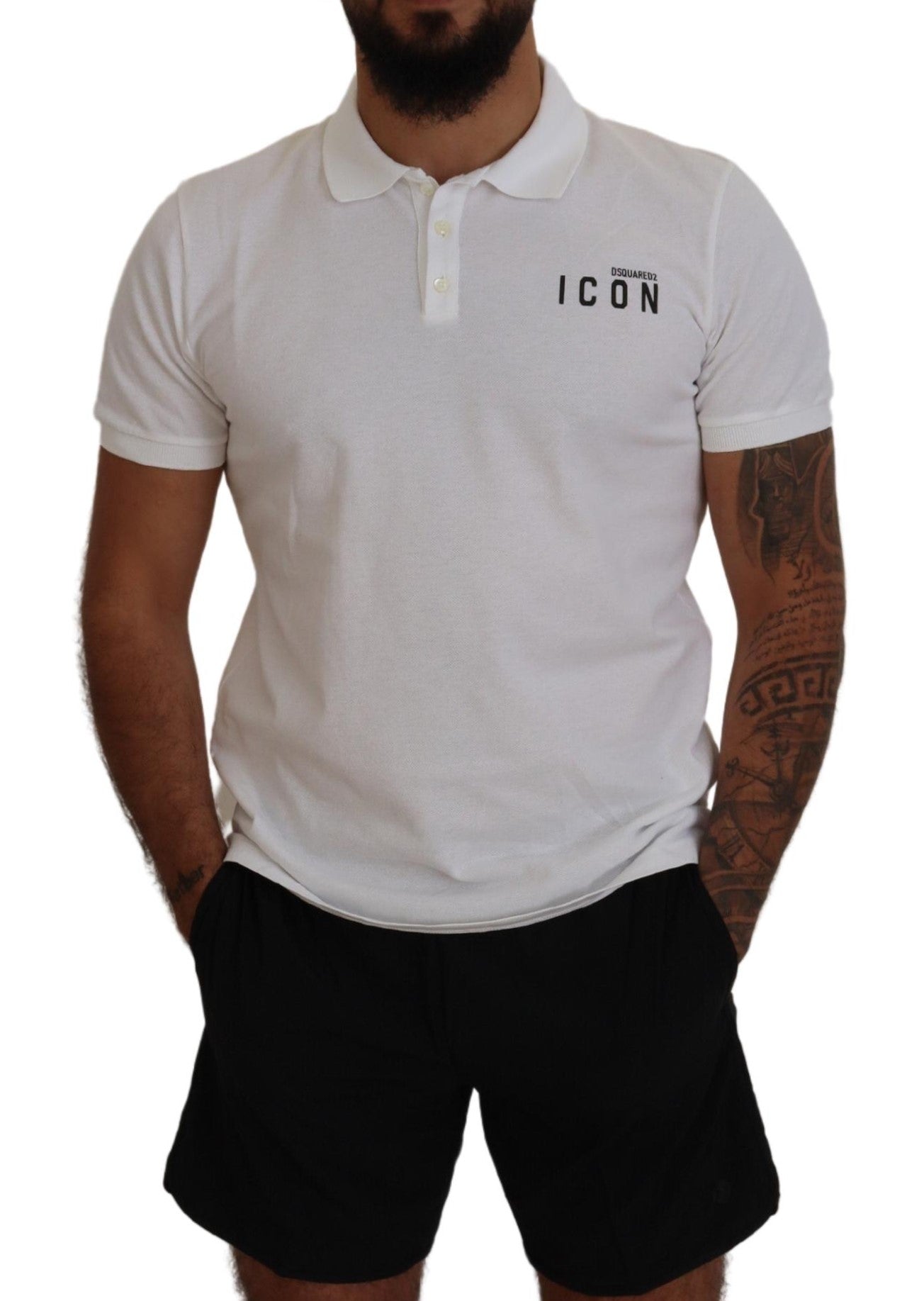 White Cotton Short Sleeves Collared T-shirt