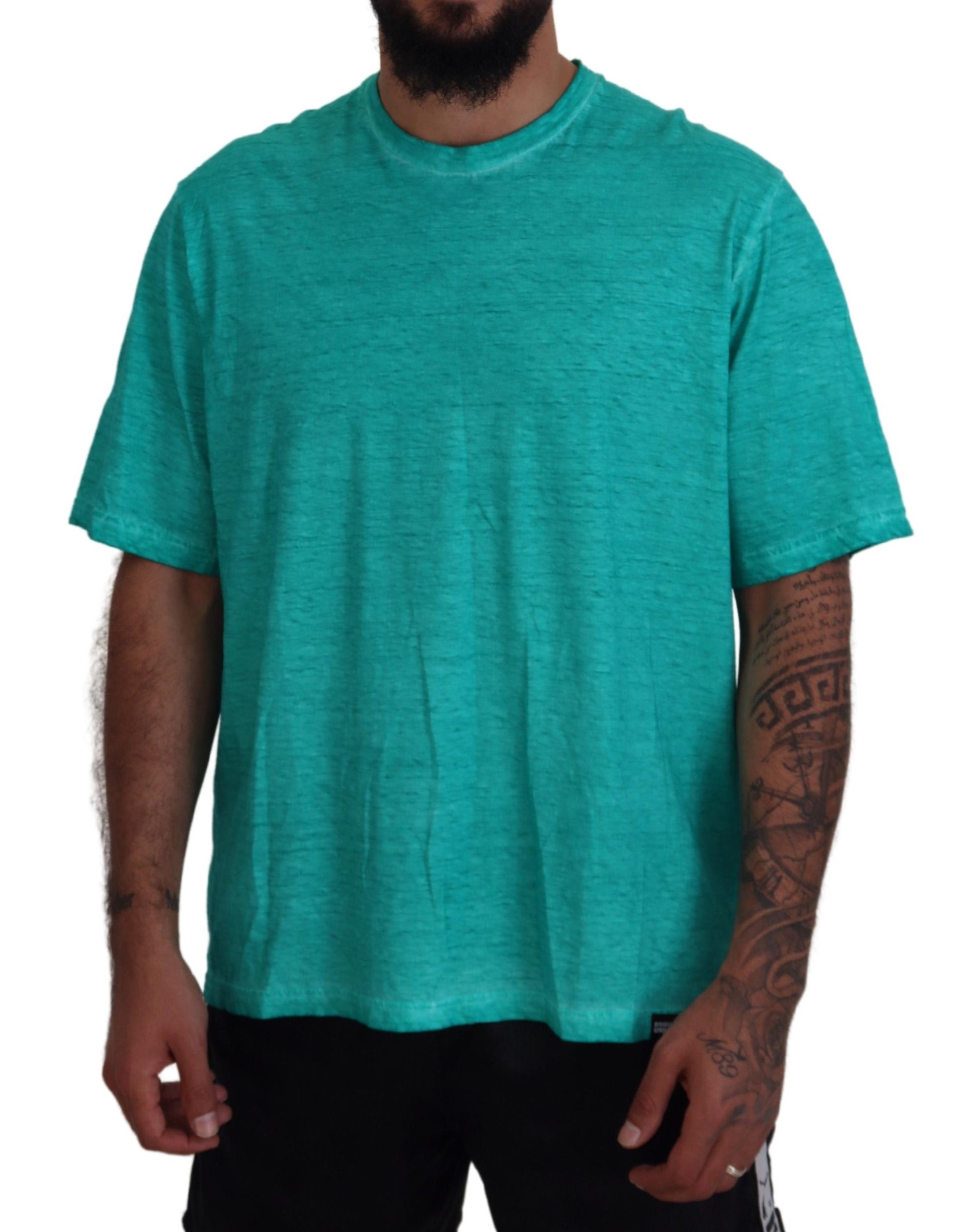 Light Green Cotton Linen Short Sleeves T-shirt