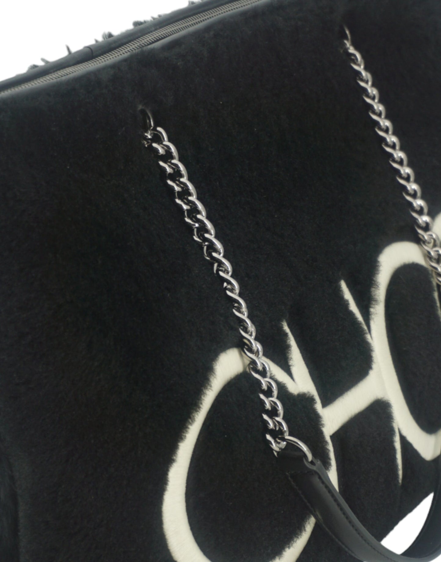 Black Leather and fabric Tote Shoulder Bag