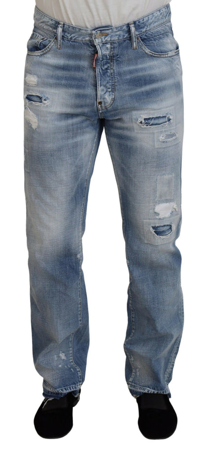 Blue Washed Straight Fit Men Casual Denim Jeans