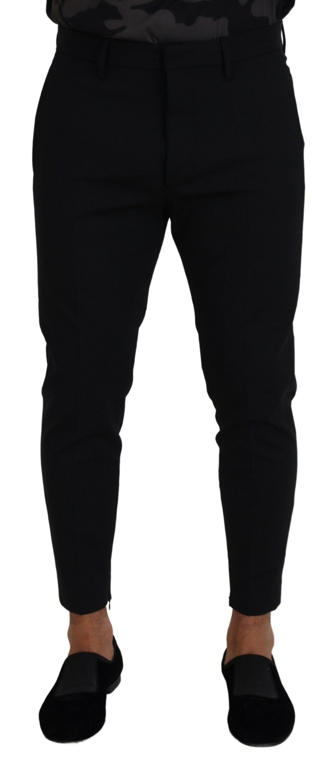 Black Wool Tapered Slim Fit Men Pants