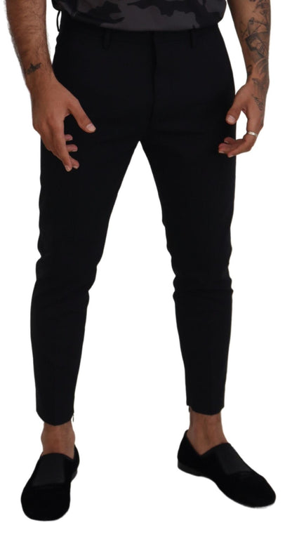 Black Wool Tapered Slim Fit Men Pants