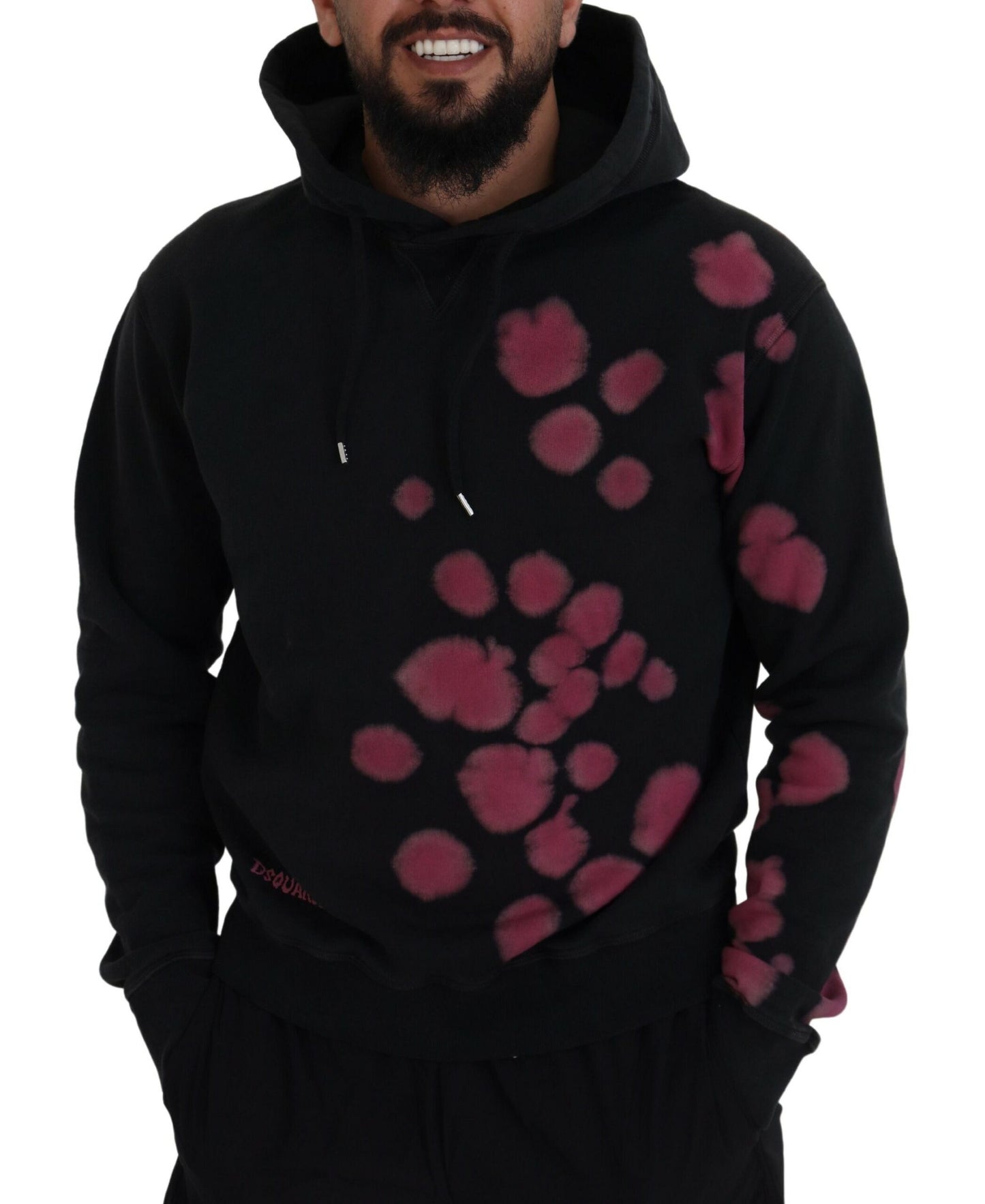 Black Tie Dye Cotton Hooded Sweatshirt Sweater