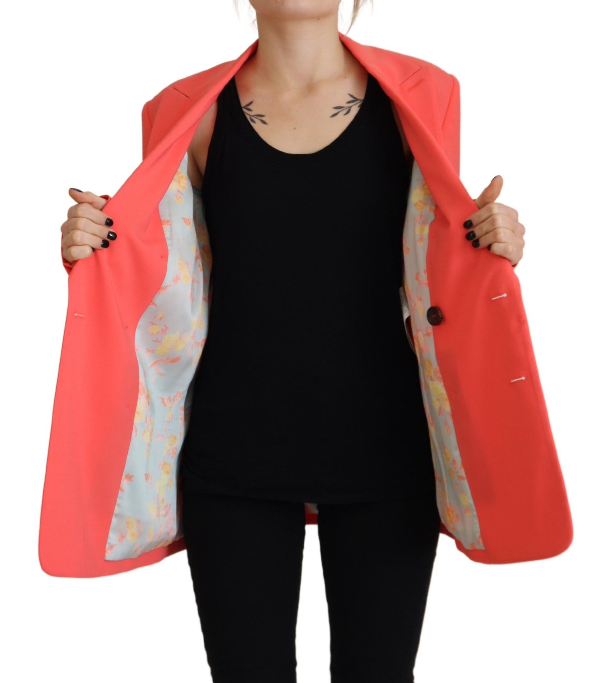 Pink Double Breasted Coat Blazer Jacket