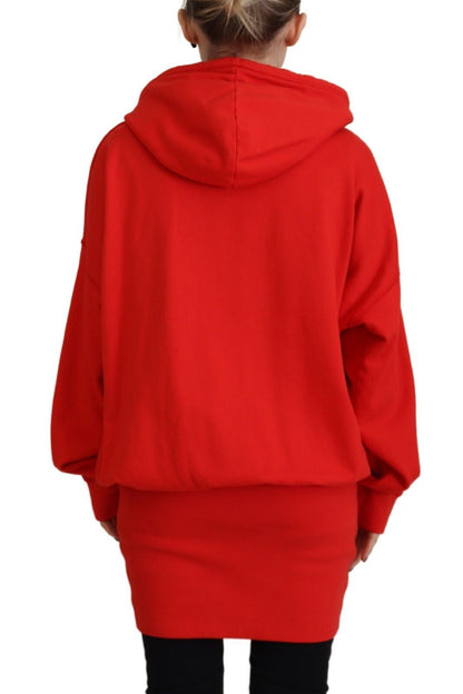 Red Logo Print Cotton Hoodie Sweatshirt Sweater