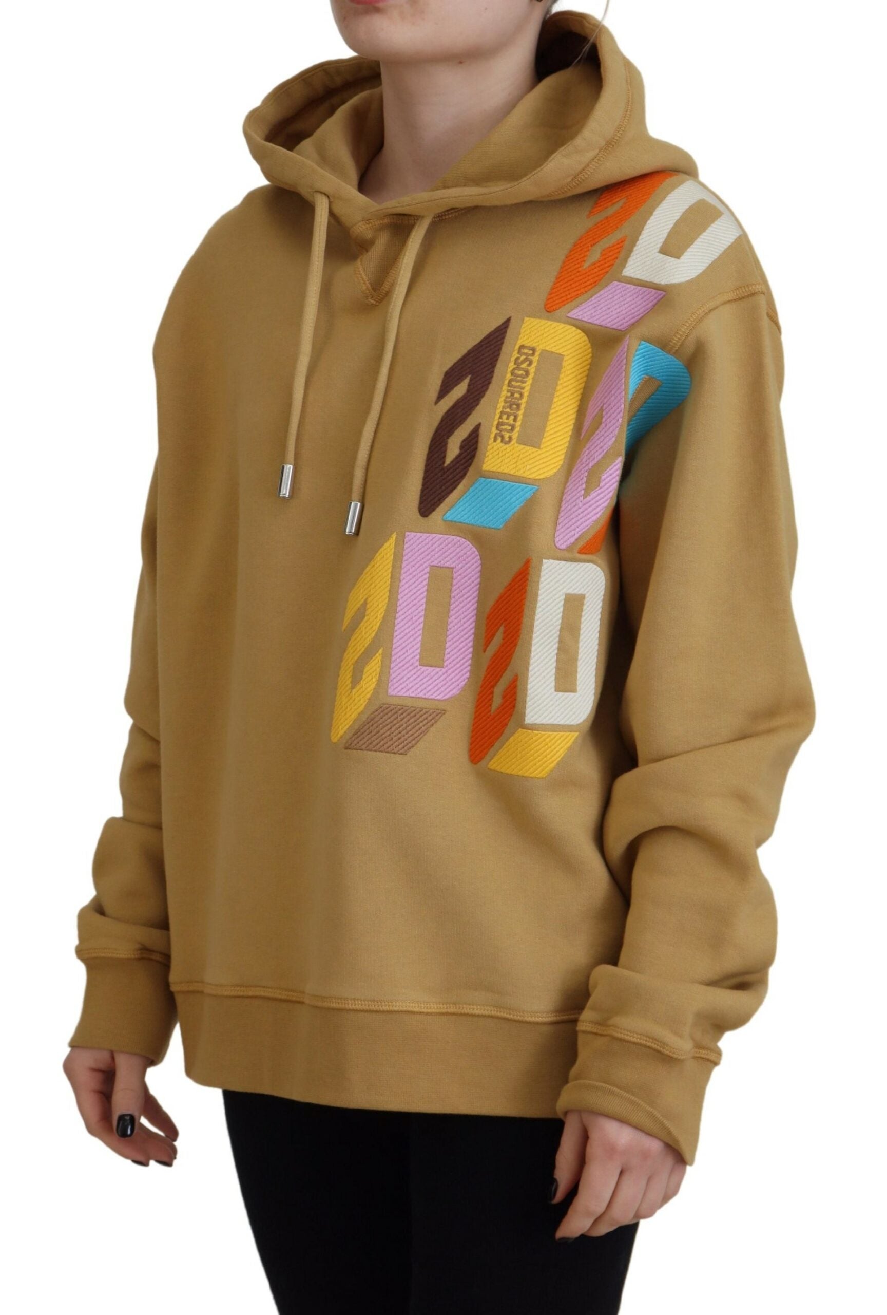 Brown Logo Printed Hooded Long Sleeve Sweater