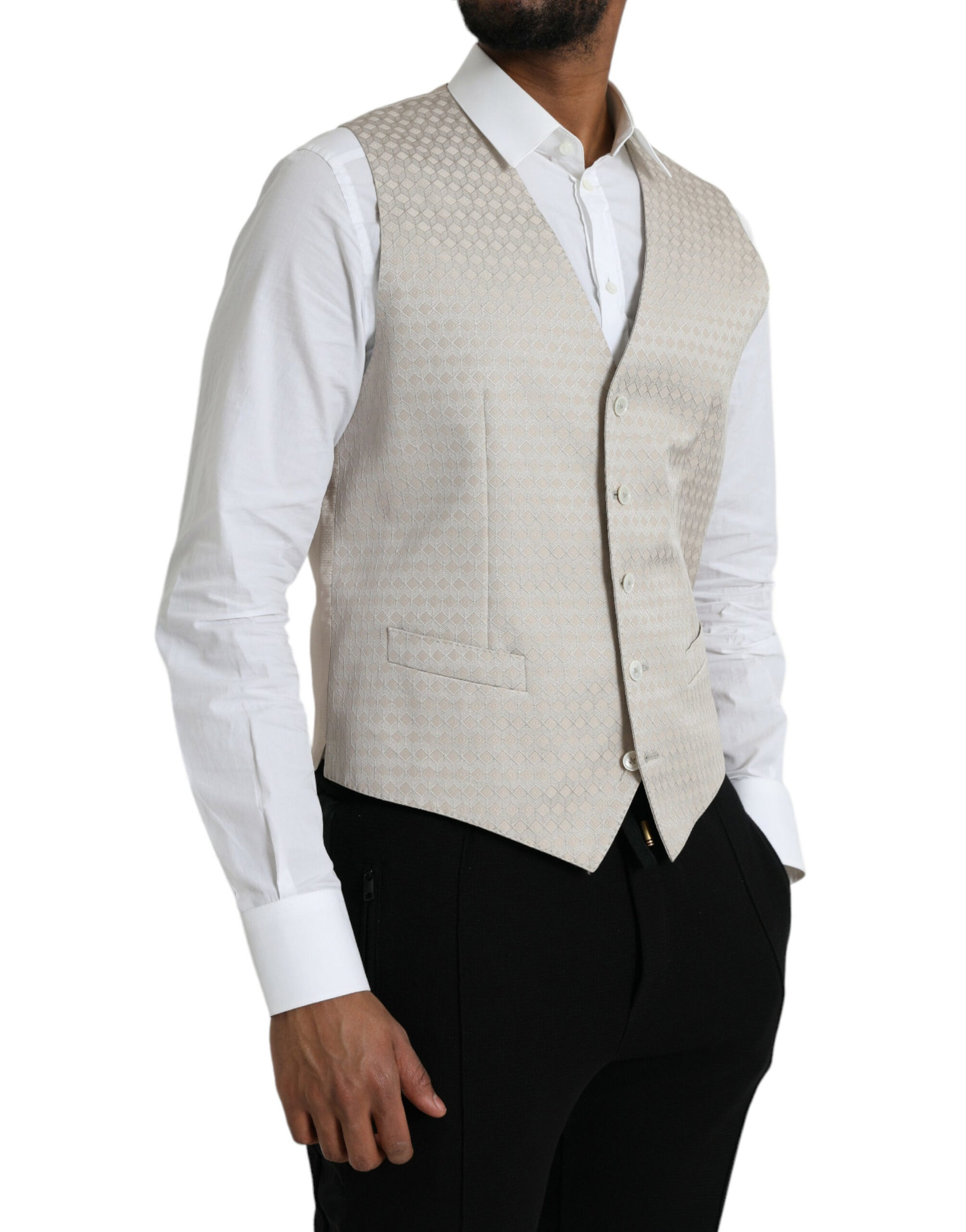 Off White Cotton Waistcoat Dress Formal Vest