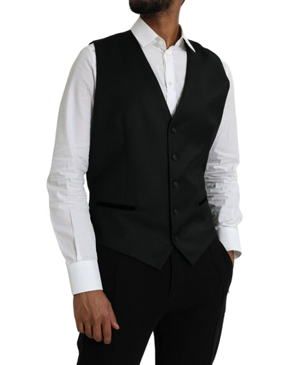 Black Silk Waistcoat Dress Formal Vest