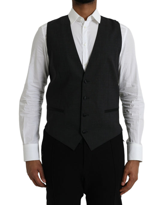 Black Cotton Waistcoat Dress Formal Vest