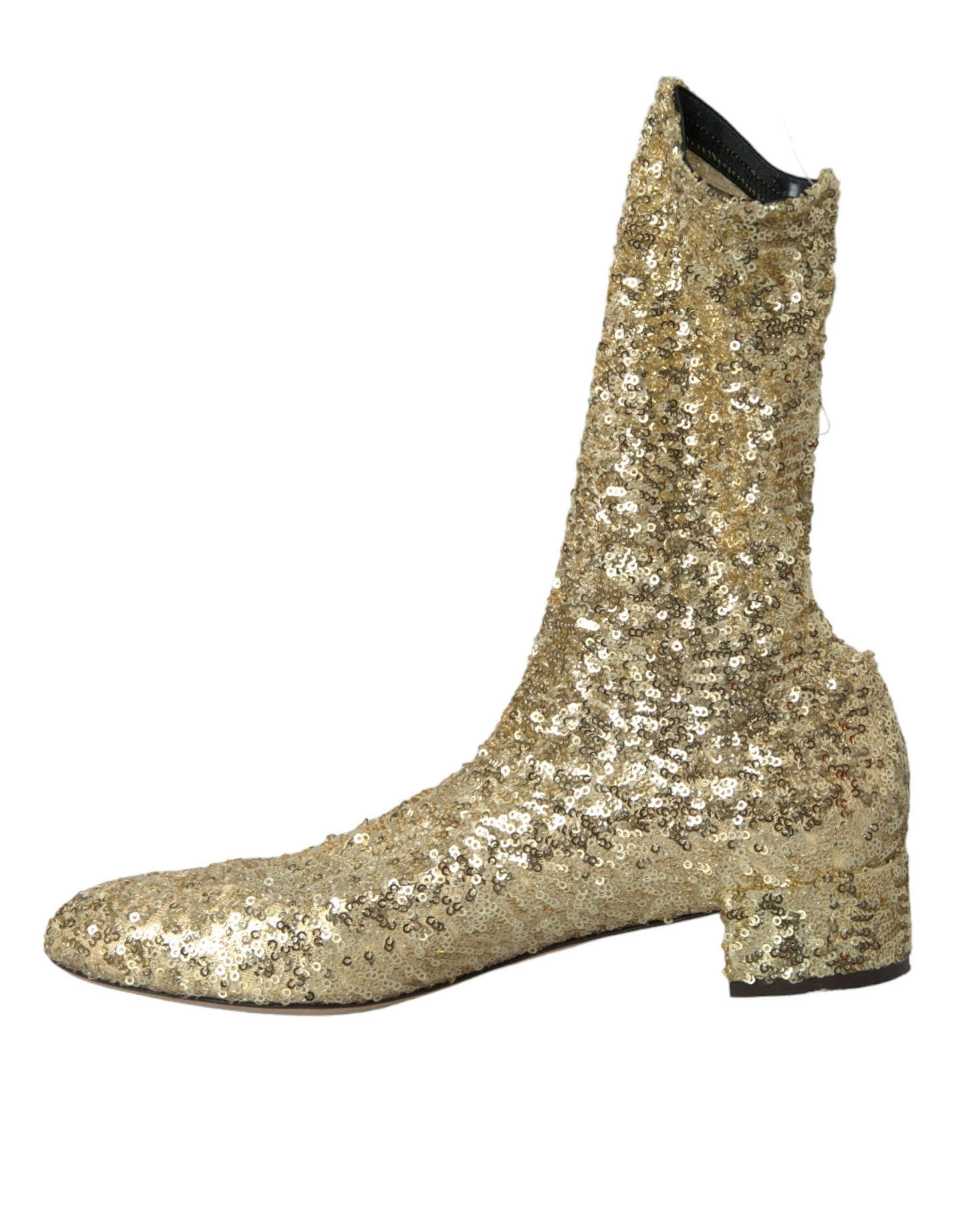 Gold Sequined Short Boots Stretch Shoes