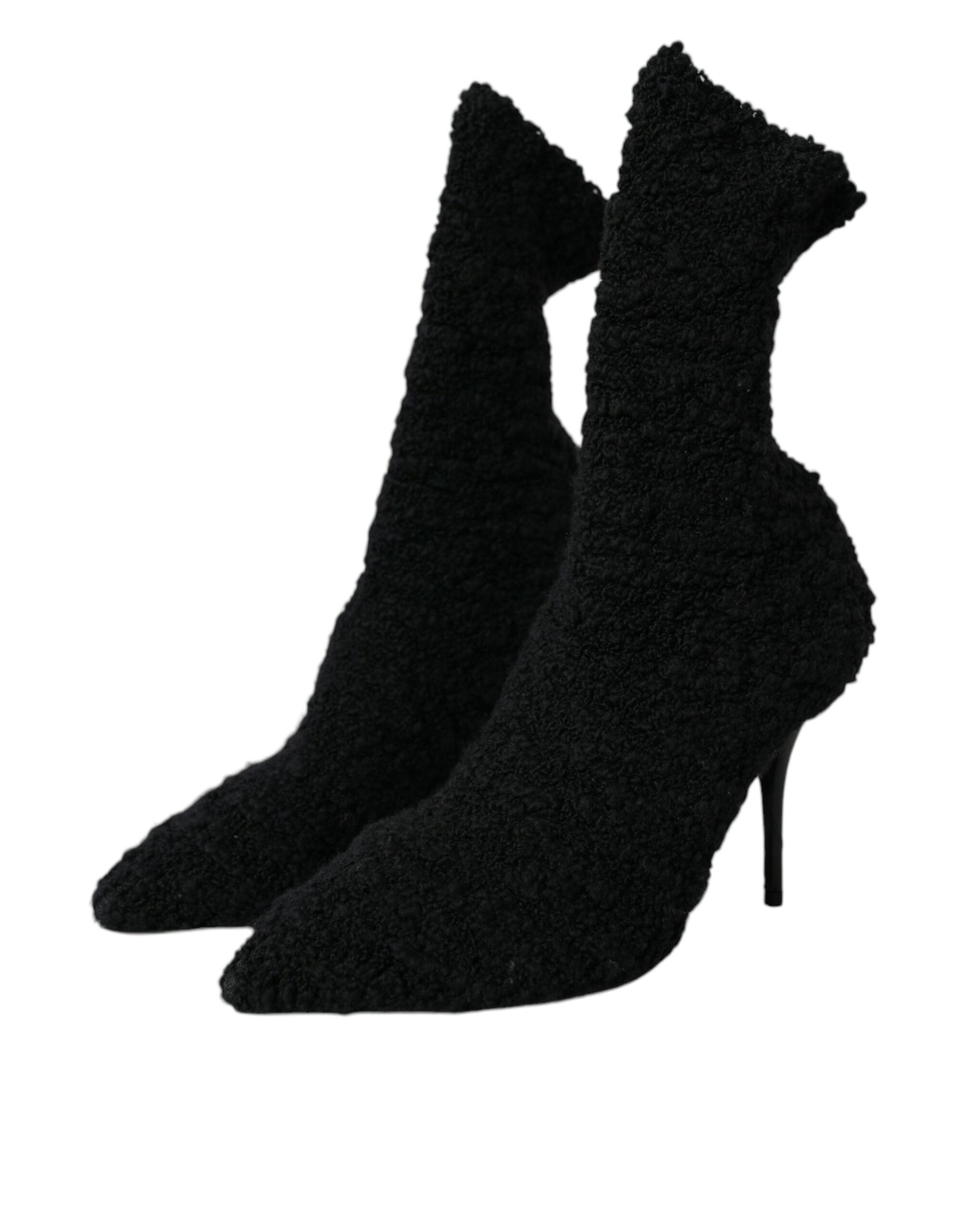 Black Suede Leather Ankle Heels Boots Shoes