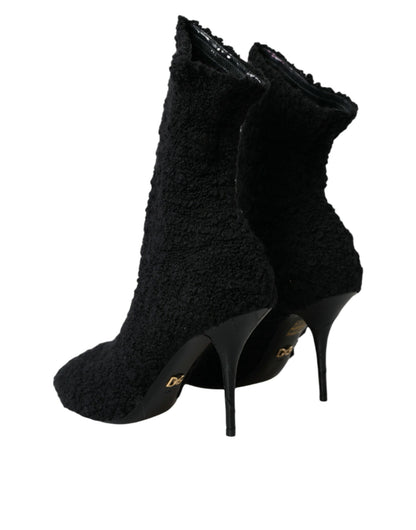 Black Suede Leather Ankle Heels Boots Shoes