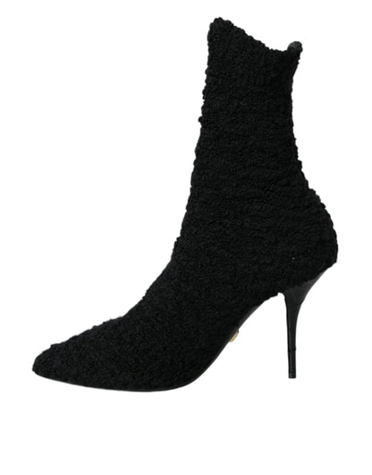 Black Suede Leather Ankle Heels Boots Shoes