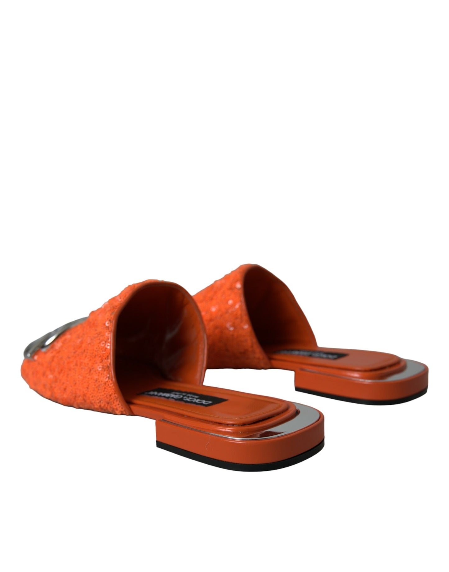 Orange Sequin Logo Slides Sandals Shoes