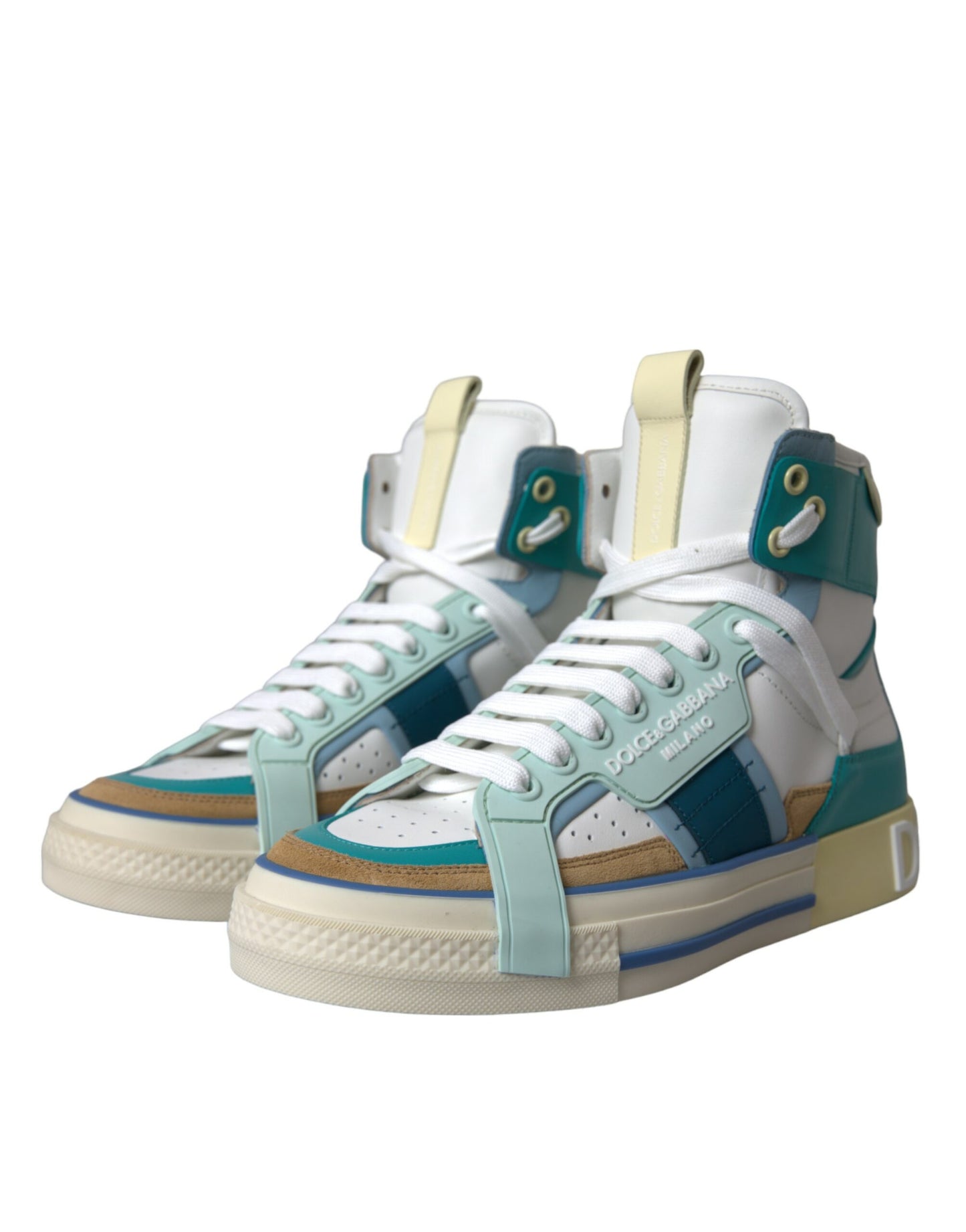 Multicolor Colorblock Leather High Top Sneakers Shoes