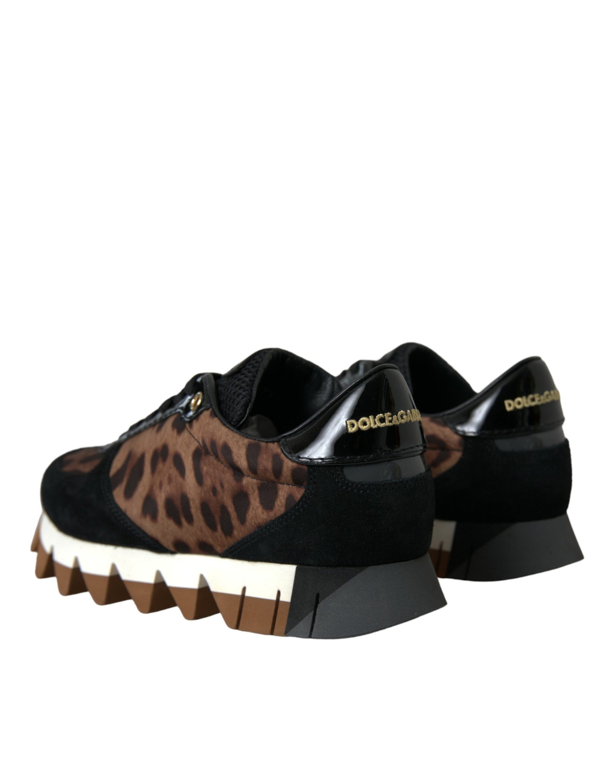 Black Brown Leopard Low Top Leather Sneaker Shoes