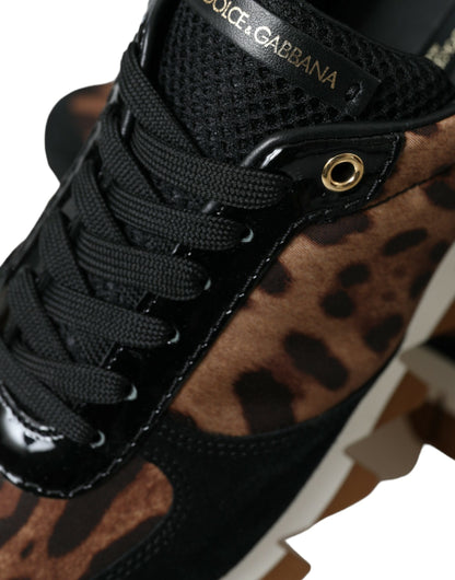 Black Brown Leopard Low Top Leather Sneaker Shoes