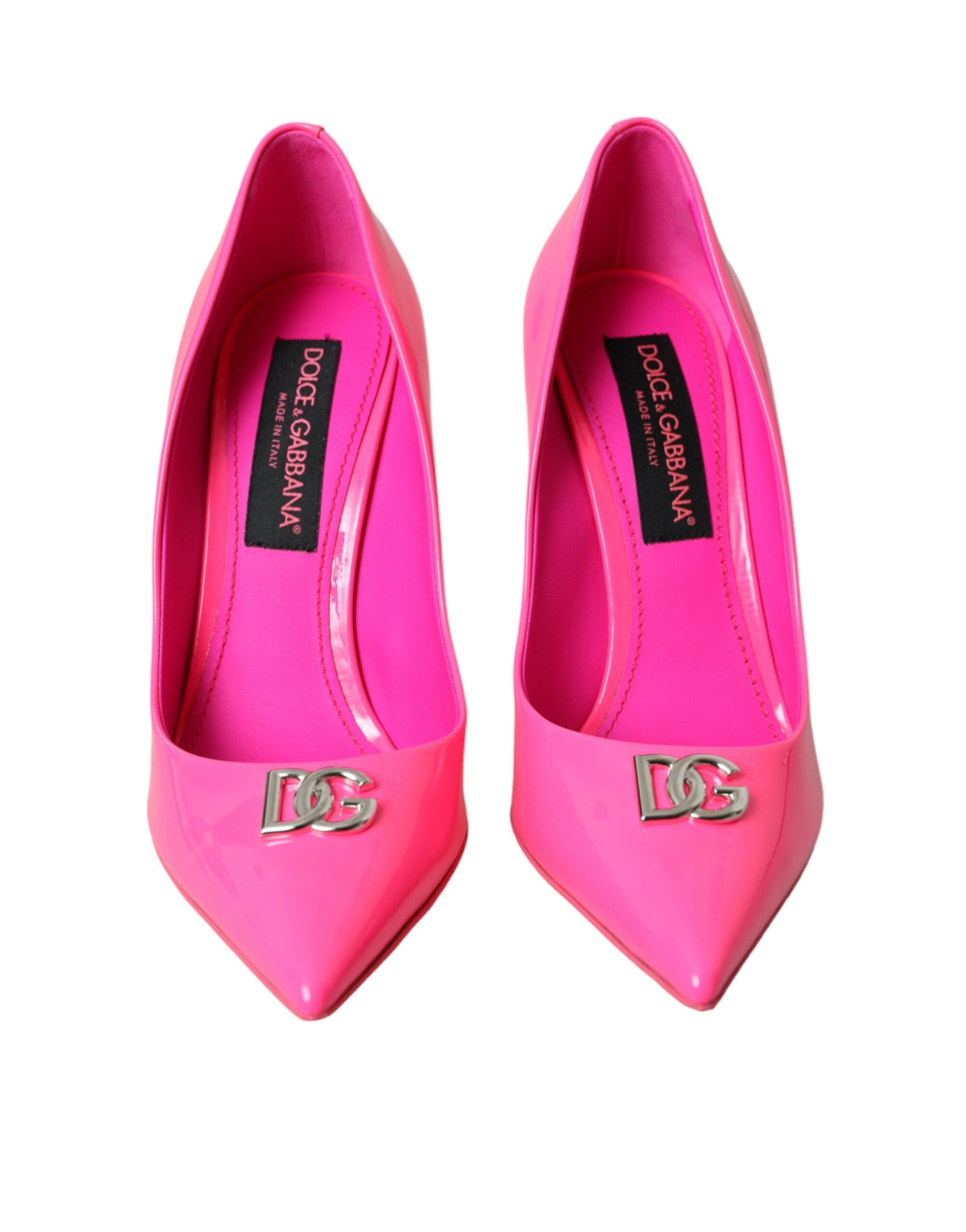 Neon Pink Leather Logo Pumps Heels Shoes