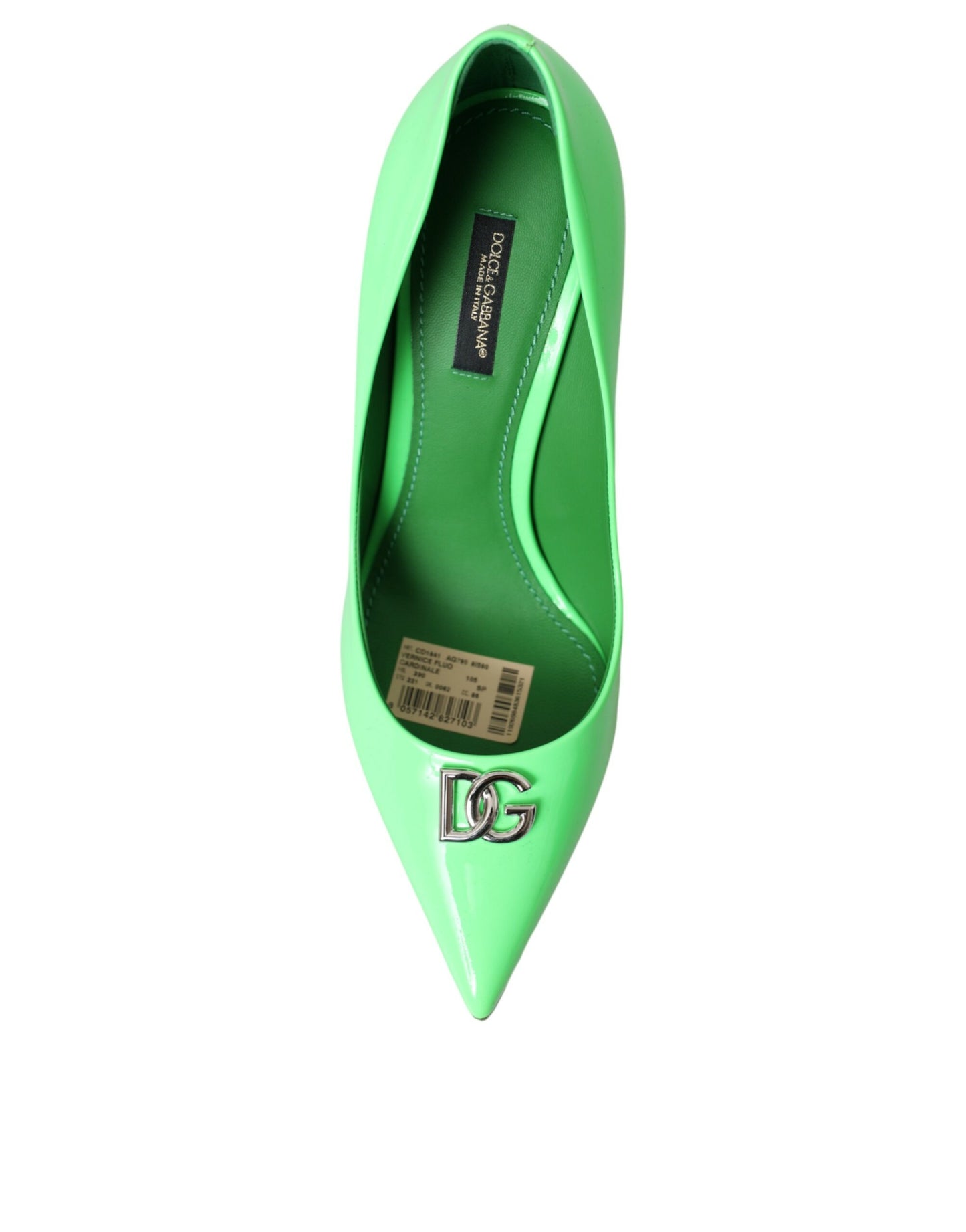 Neon Green Patent Leather Logo Pumps Shoes