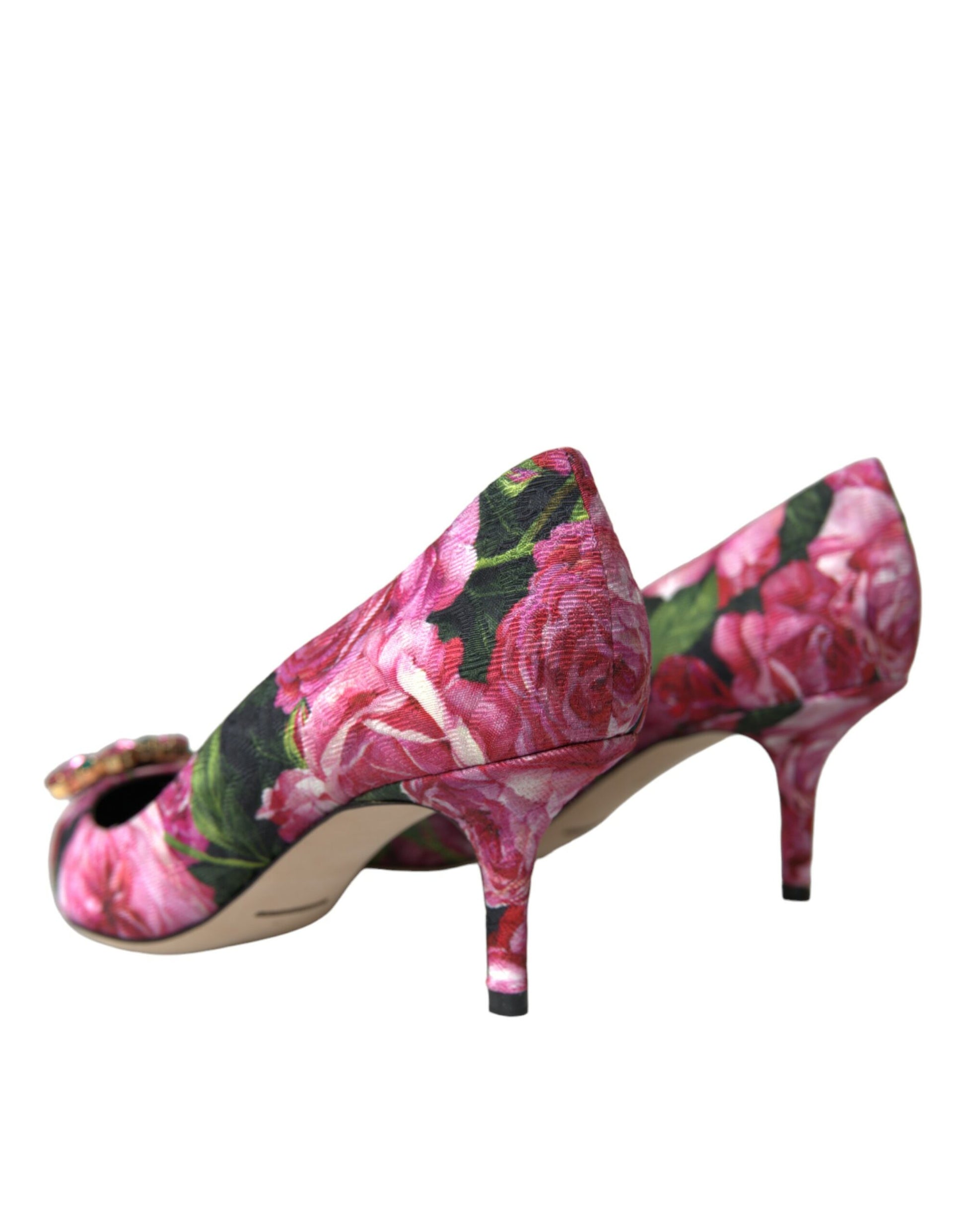 Multicolor Floral Brocade Crystal Heels Pumps Shoes