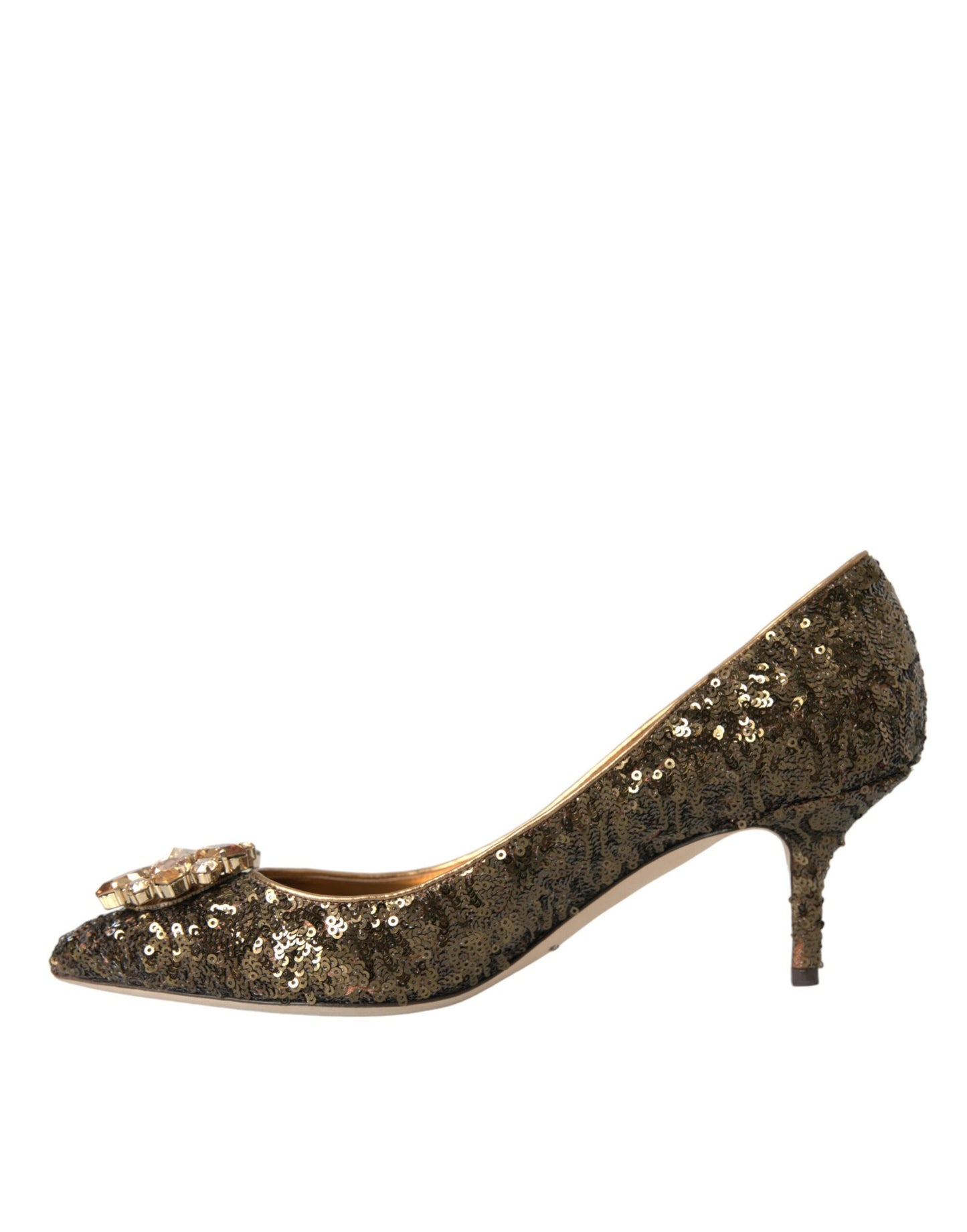 Gold Sequin Crystals Bellucci Heels Pumps Shoes