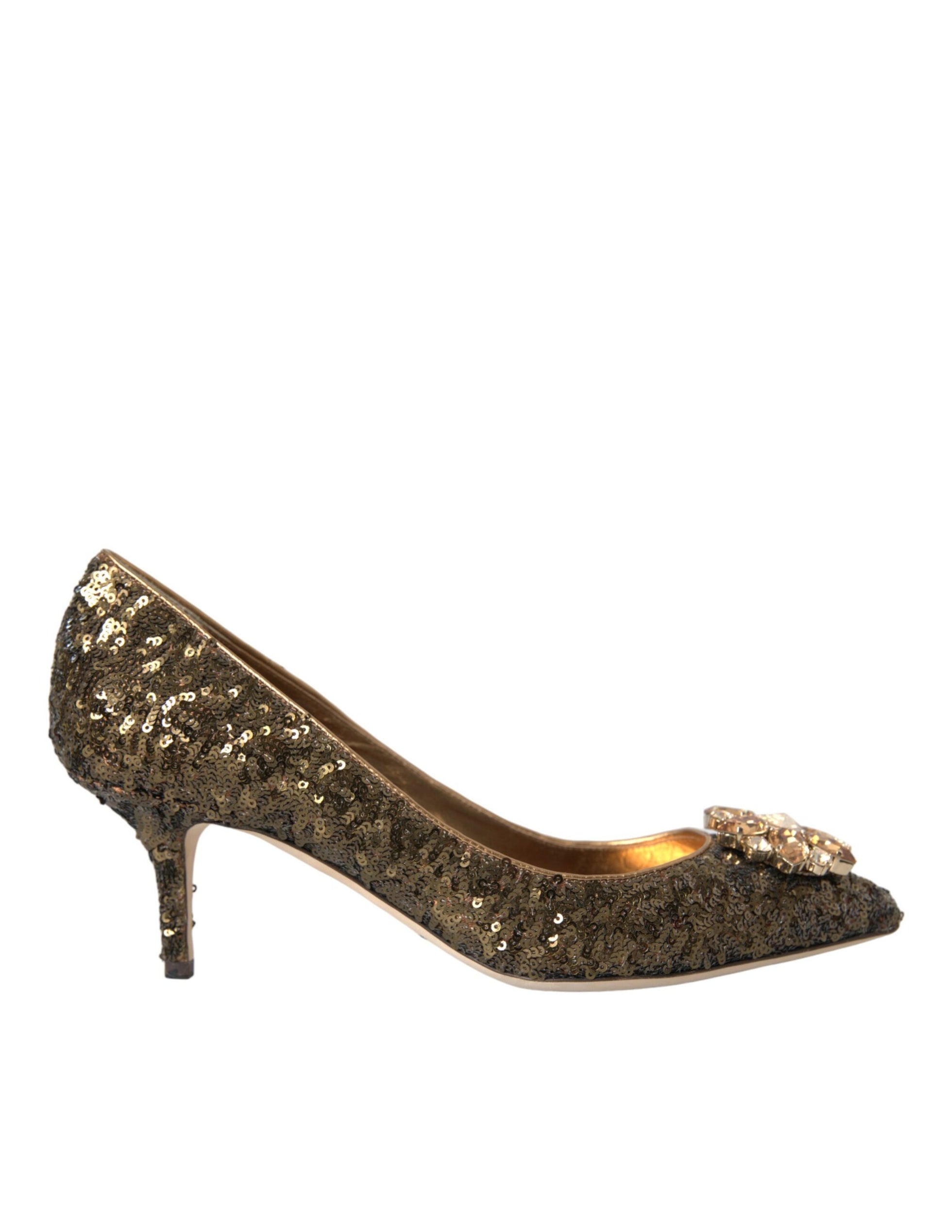 Gold Sequin Crystals Bellucci Heels Pumps Shoes