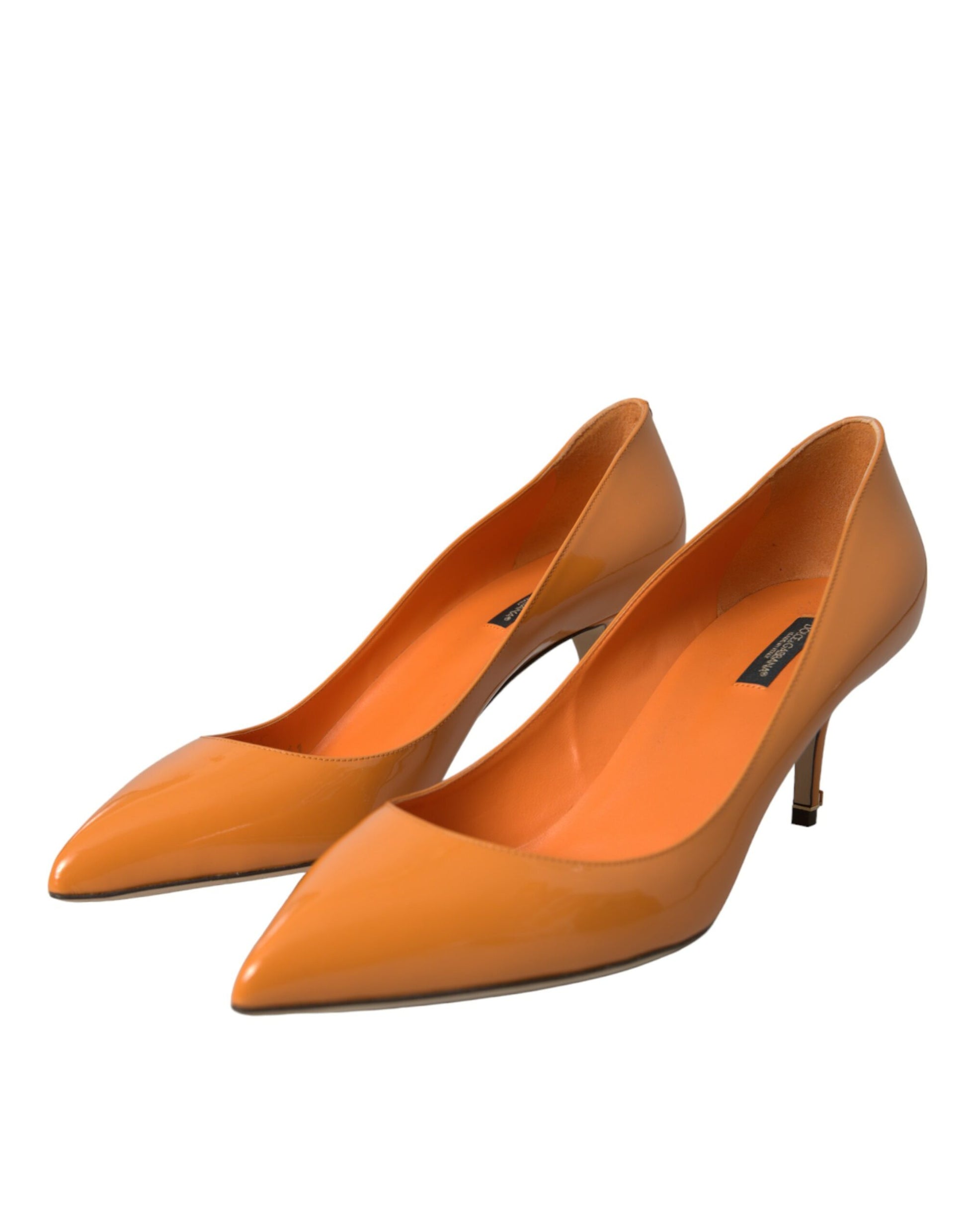 Orange Patent Leather Heels Pumps Shoes