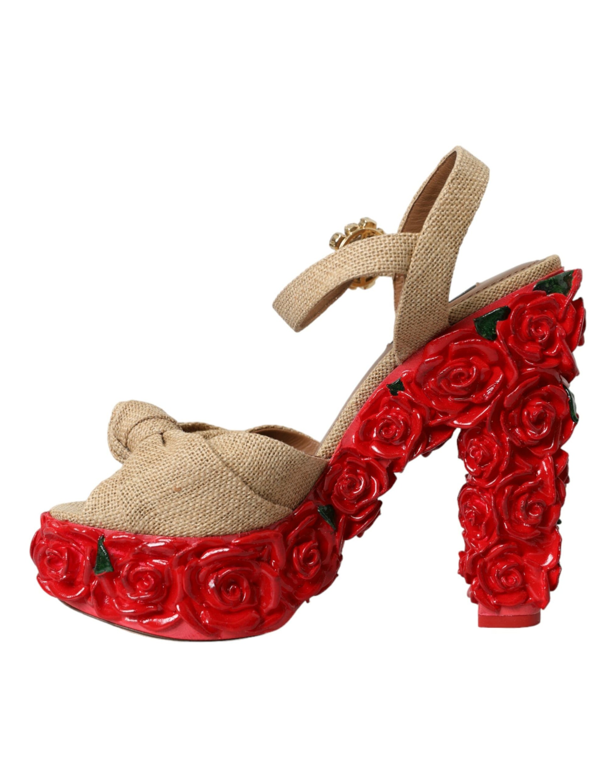 Red Roses Crystal Platform Sandals Shoes