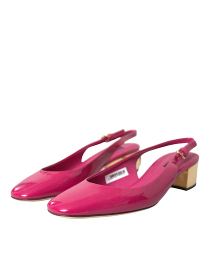 Pink Embellished Leather Slingback Shoes