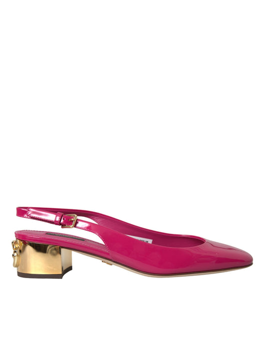 Pink Embellished Leather Slingback Shoes