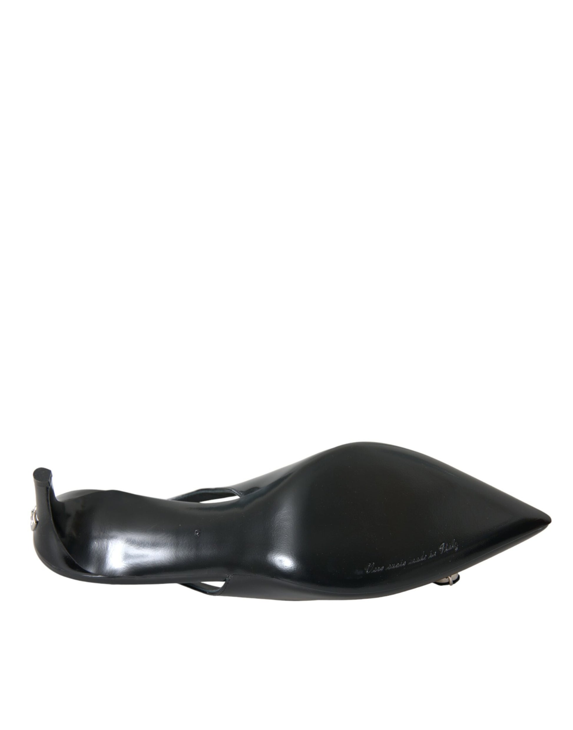 Black Patent Leather Crystal Slingback Shoes