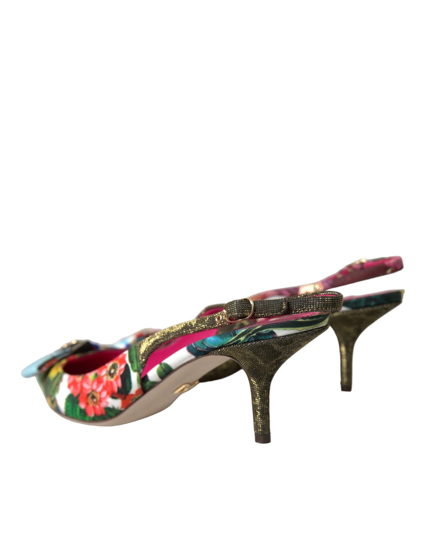 Multicolor Floral Patchwork Slingbacks Shoes