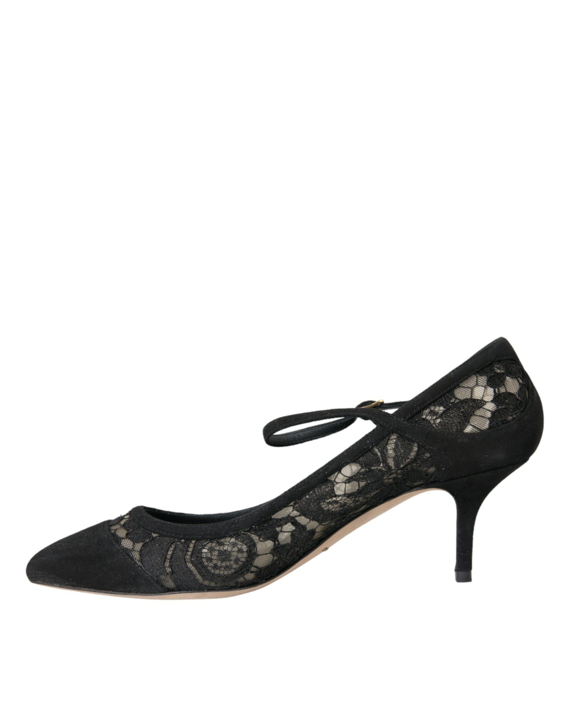 Black Taormina Lace Mary Janes Pumps Shoes