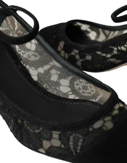 Black Taormina Lace Mary Janes Pumps Shoes