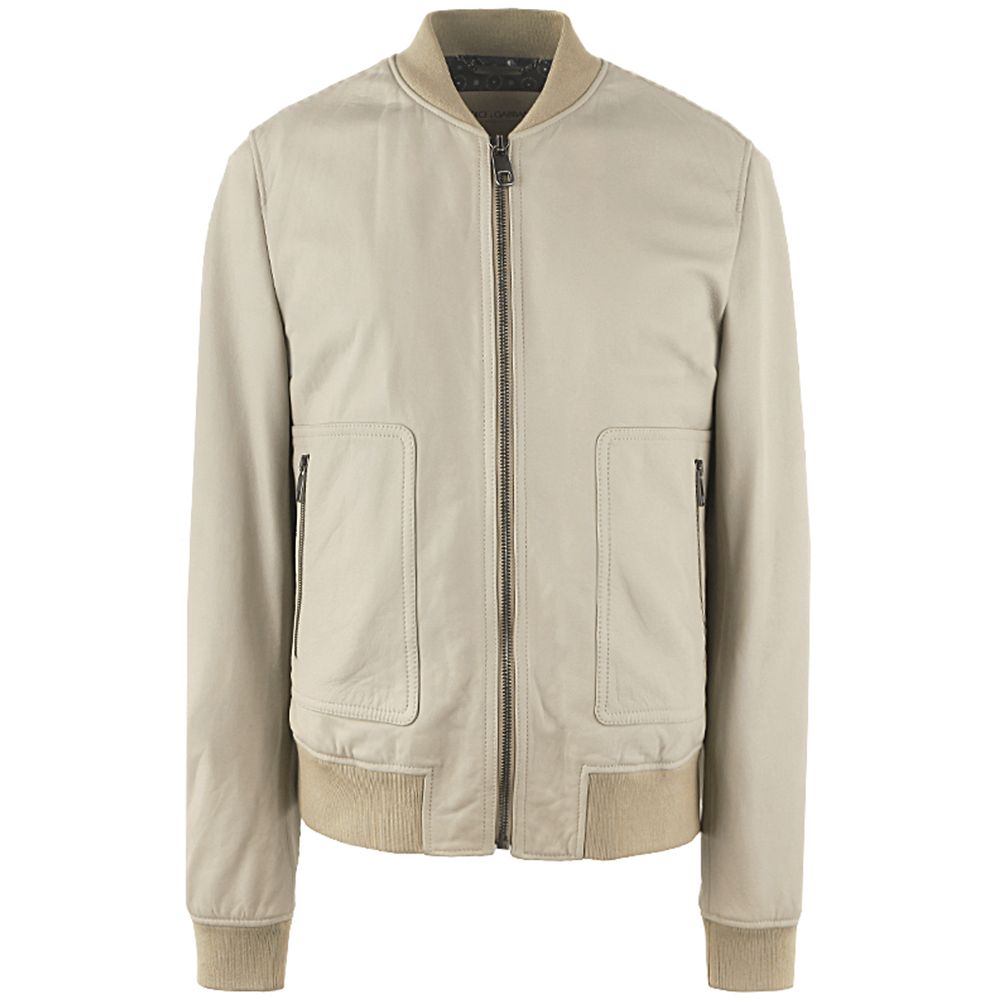 Beige Leather Di Lambskin Jacket