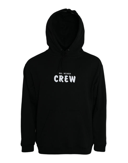 Black Cotton CREW Hooded Pullover Sweatshirt Sweater