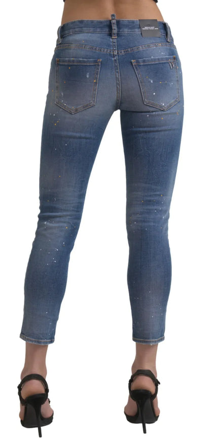 Blue Mid Waist Cropped Twiggy Denim Jeans