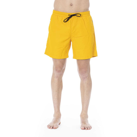 Yellow Polyester Men Swim Trunk