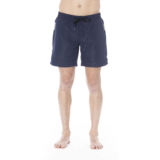 Blue Polyester Men Swim Trunk