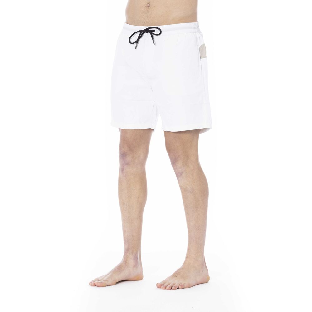 White Polyester Men Swim Trunk