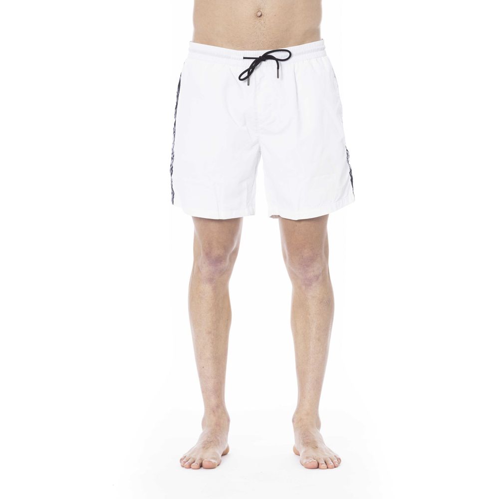 White Polyester Men Swimwear