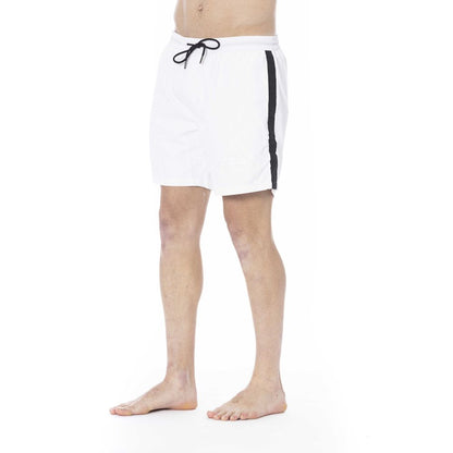 White Polyester Men Swimwear