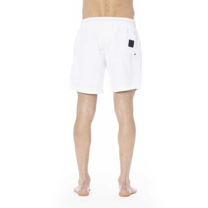 White Polyester Men Swimwear