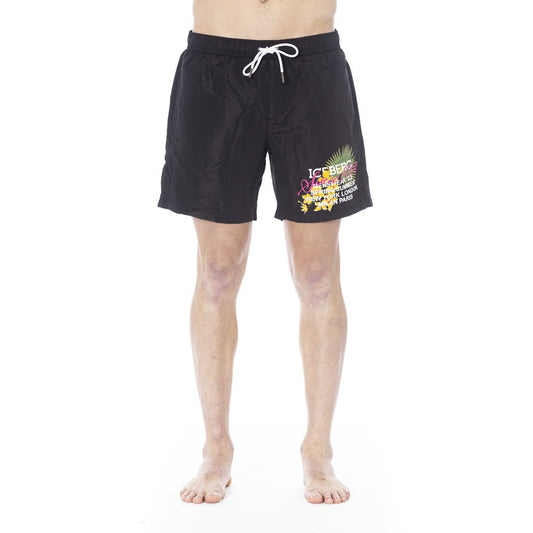 Black Polyester Men Swim Trunk