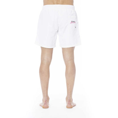 White Polyester Men Swim Trunk