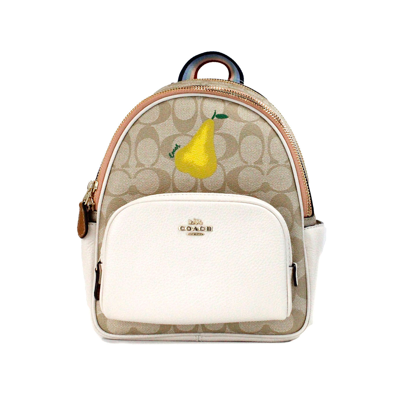 Mini Court Signature Pear Motif Shoulder Backpack Bookbag Bag Chalk Taffy